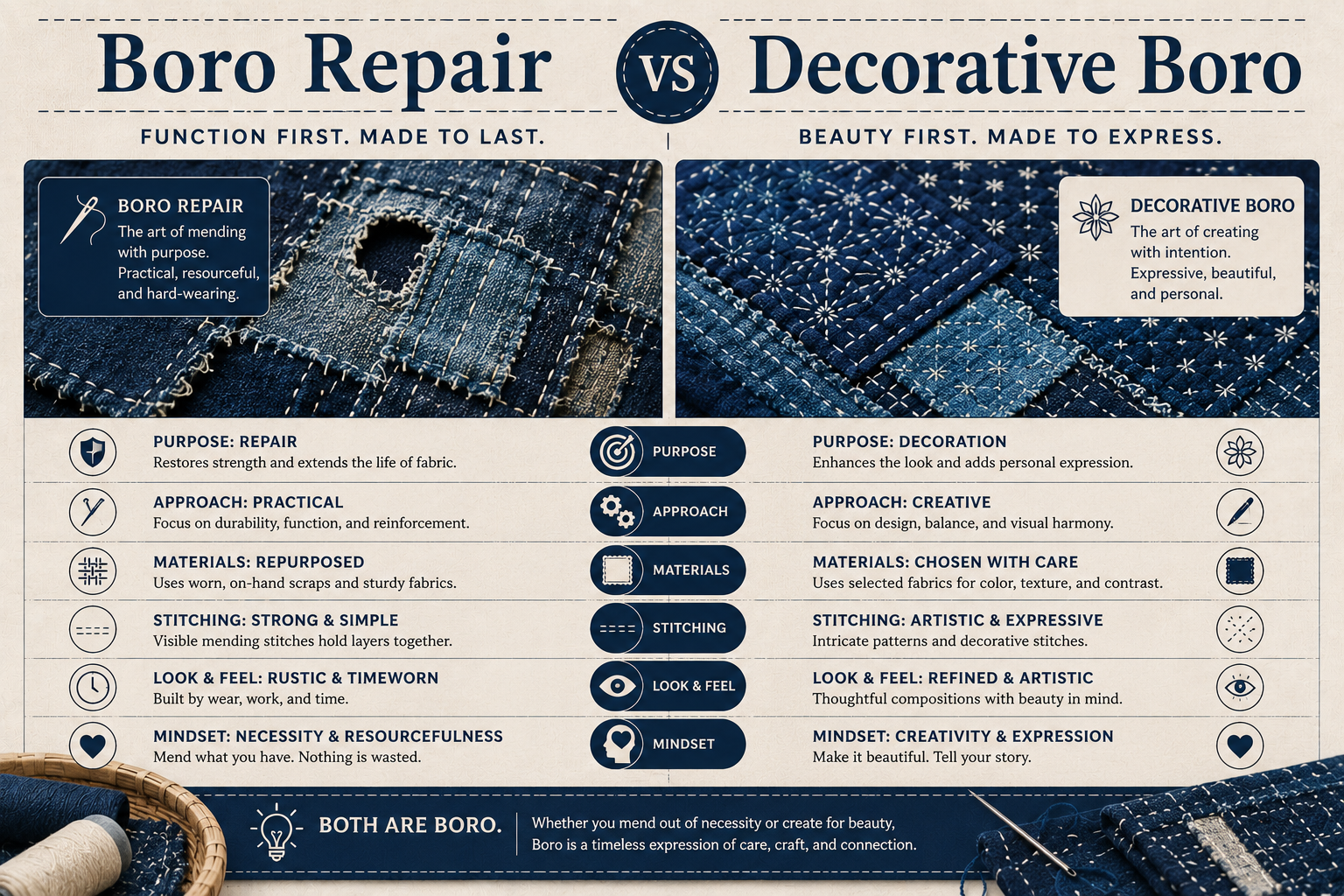Boro Repair vs Decorative Boro