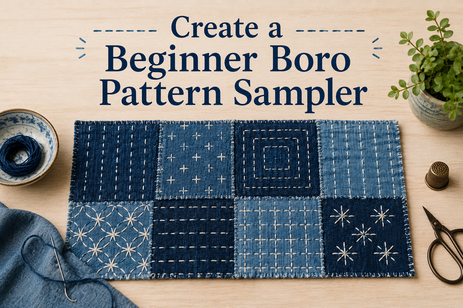 Create a Beginner Boro Pattern Stitching Sampler