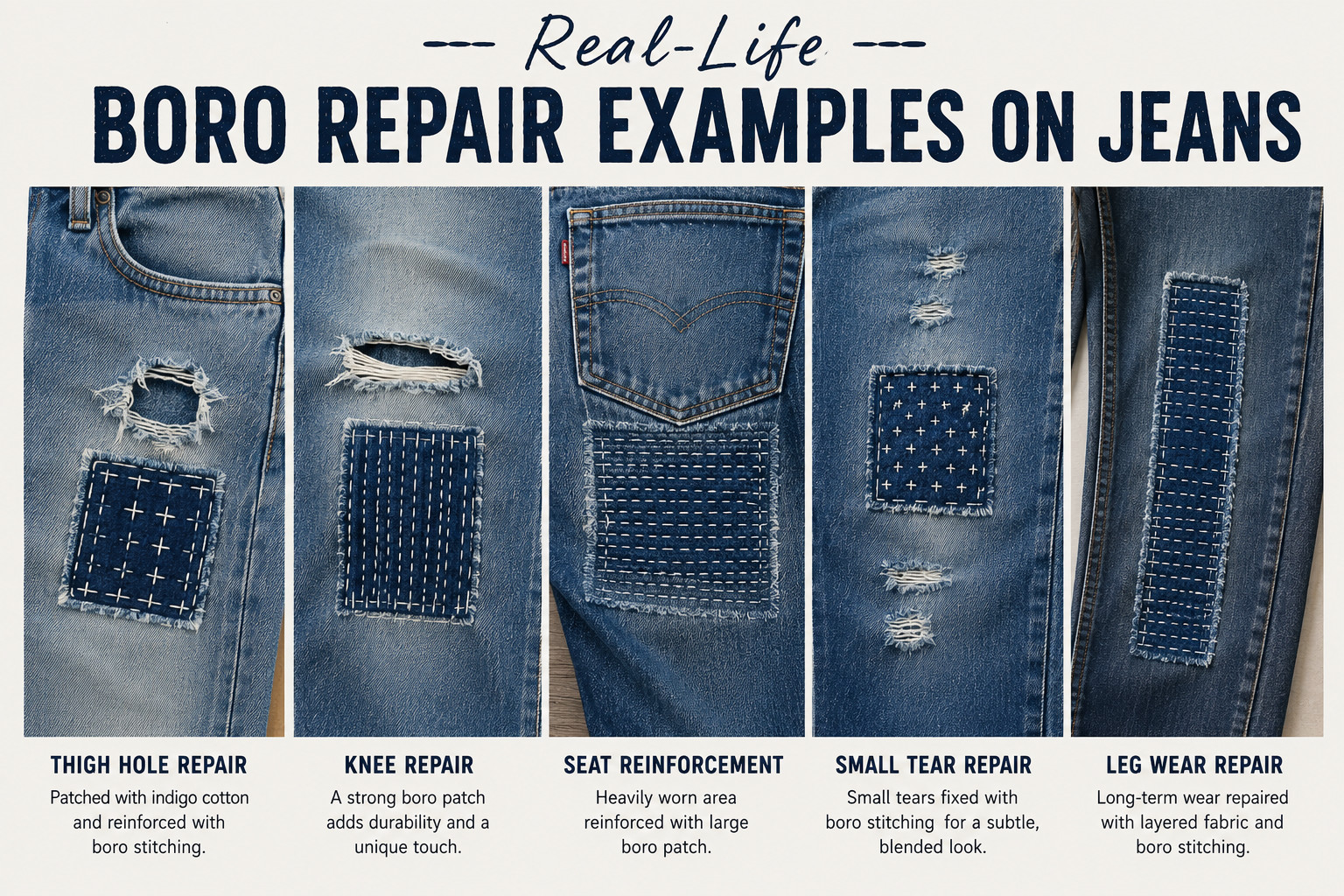 Real-Life Boro Repair Examples on Jeans